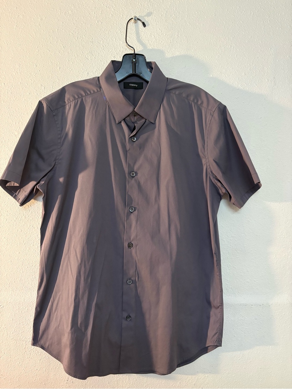 Theory Men's Short Sleeve Button-Up Shirt — Dark Brown